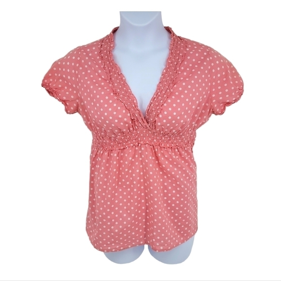 At Last Pink Polkadot CottageCore Blouse Size XL‎ - Picture 11 of 11